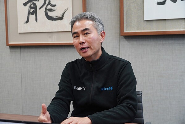 장현국 위메이드 대표가 발언 중이다(사진=위메이드)