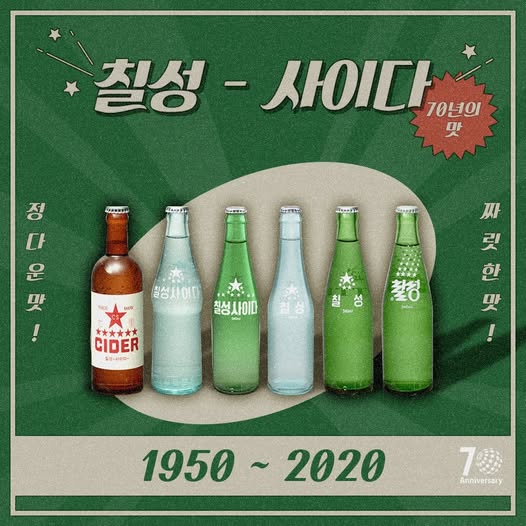 1950년부터 2020년까지 함께한 칠성사이다.