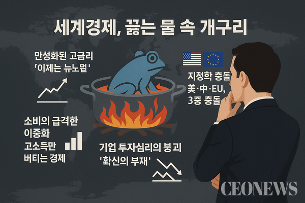 지금 글로벌 경제를 지배하는 감정은 '공포'도 '침체'도 아니다. 오히려 "조용한 위기", 그리고 "서서히 끓는 물 속에 빠진 개구리"라는 비유가 더 정확하다. 미국 포춘이 최근 글로벌 대기업 CEO들을 대상으로 실시한 심층 인터뷰에서 확인된 메시지는 단 하나였다. "세계경제는 무너지지 않고 있다. 그러나 분명히 '천천히' 망가지고 있다.